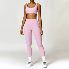 European and American Winter Nude Feel Tight Yoga Suit High Waist Quick - Drying Sanding Running Sports Workout Clothes Two - piece Set Women - SHOWLU FASHION STORE