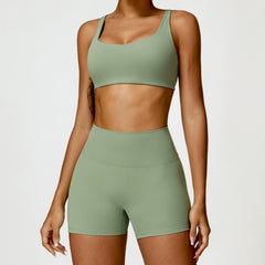 European and American Winter Nude Feel Tight Yoga Suit High Waist Quick - Drying Sanding Running Sports Workout Clothes Two - piece Set Women - SHOWLU FASHION STORE