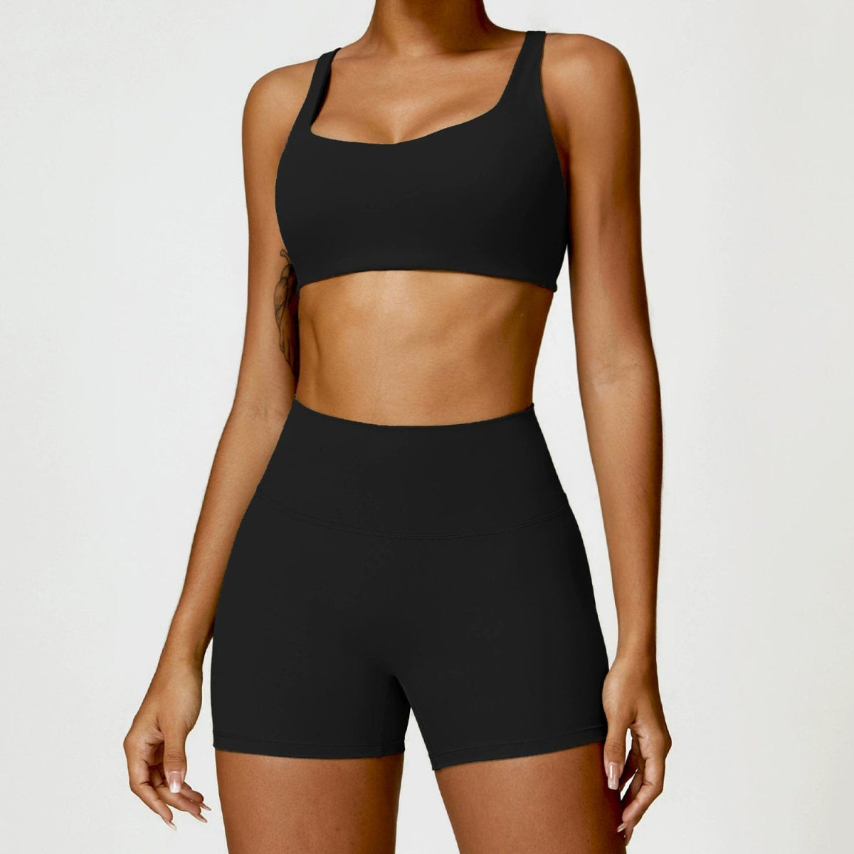 European and American Winter Nude Feel Tight Yoga Suit High Waist Quick - Drying Sanding Running Sports Workout Clothes Two - piece Set Women - SHOWLU FASHION STORE