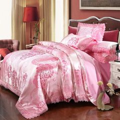 European Style Jacquard Bedding Set Home Comefortable Duvet Cover Quality Quilt Cover And Pillowcase Flower Lace Bedsheet Sets - SHOWLU FASHION STORE