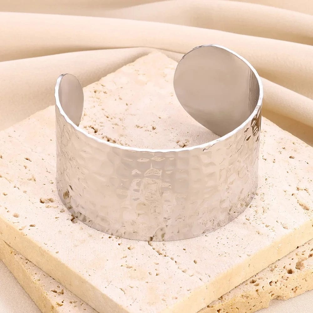Exquisite Classic Bump Pattern Openning Bangles Bracelet For Women Cuff Bracelet Gold Color Stainless Steel Hand Ornament Gift - SHOWLU FASHION STORE