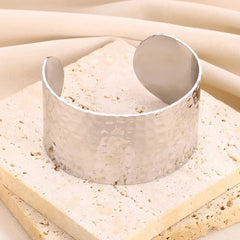 Exquisite Classic Bump Pattern Openning Bangles Bracelet For Women Cuff Bracelet Gold Color Stainless Steel Hand Ornament Gift - SHOWLU FASHION STORE