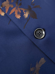 Abstract Gold-Foiled Suit with Maple Leaf Design for Spring And Autumn. SHOWLU FASHION STORE