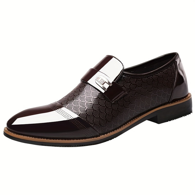 Exquisite Embossed Men's Business Shoes - Luxurious Comfort, Pointed Toe, Slip-On Design, Lug Sole, Perfect for Party, Wedding, Office, and Formal Events - Durable, Breathable, and Stylish Dress Shoes SHOWLU FASHION STORE
