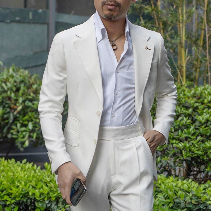 Fancy Casual White Host Men's Suit Set - SHOWLU FASHION STORE