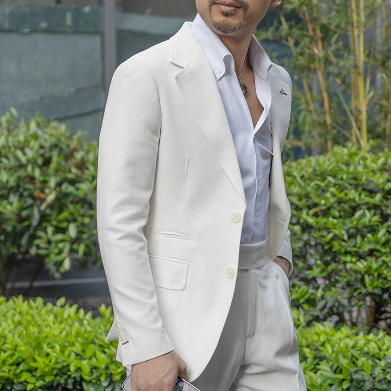 Fancy Casual White Host Men's Suit Set - SHOWLU FASHION STORE