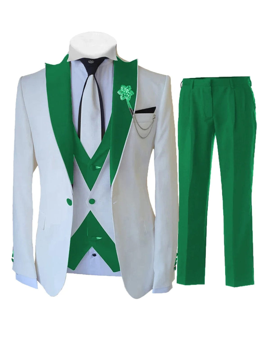 Fashion Luxury Tailor - made White Suits For Men 3 Piece Set Slim Fit Formal Wedding Best Man Groom Tuxedo(jacket+Vest+Pants) - SHOWLU FASHION STORE