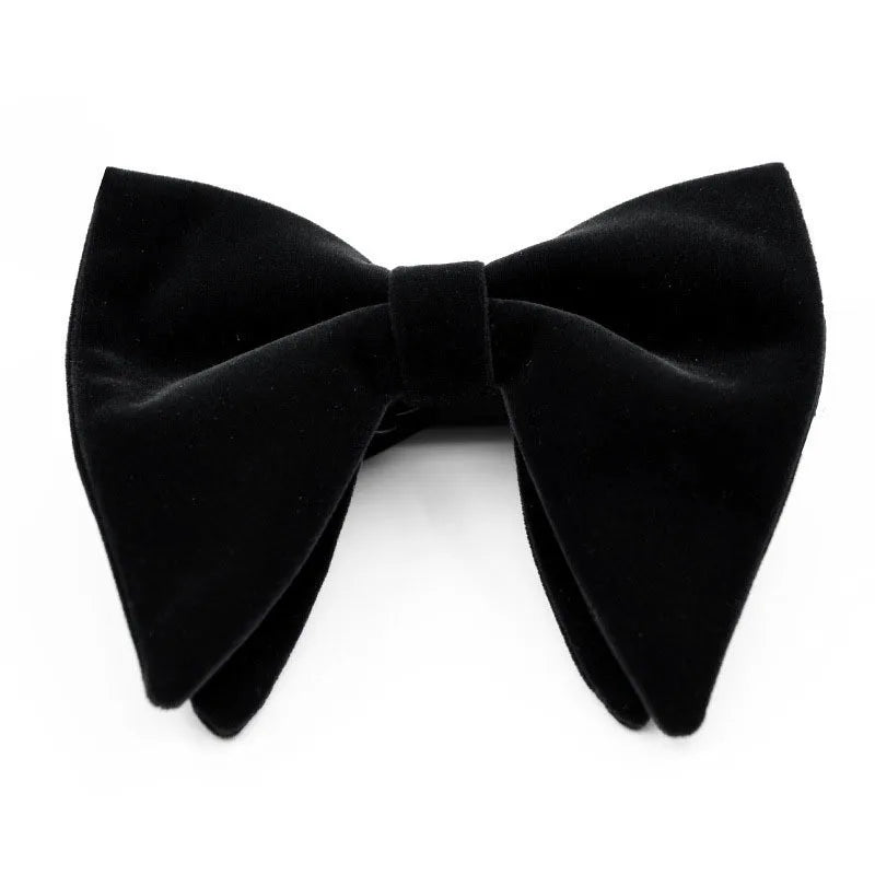 Fashion Men's Oversized Bow Ties Velvet Black Pocket Square Red Navy White Bowknot Tuxedo Accessories Green Handkerchief Cravat - SHOWLU FASHION STORE