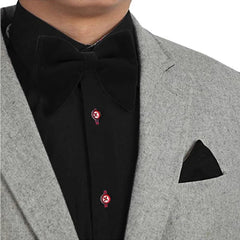 Fashion Men's Oversized Bow Ties Velvet Black Pocket Square Red Navy White Bowknot Tuxedo Accessories Green Handkerchief Cravat - SHOWLU FASHION STORE