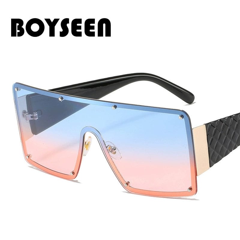 Fashion Modern Large Rim Sunglasses Women's One - Piece Lens Wide - Brimmed Sunglasses Fashion Ins Street Shot Catwalk Glasses Men - SHOWLU FASHION STORE
