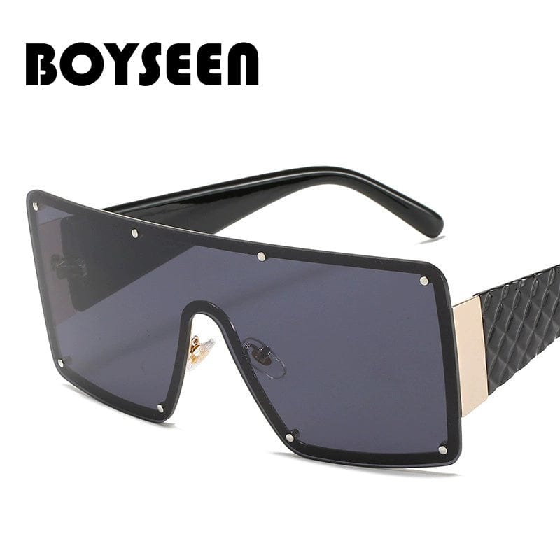 Fashion Modern Large Rim Sunglasses Women's One - Piece Lens Wide - Brimmed Sunglasses Fashion Ins Street Shot Catwalk Glasses Men - SHOWLU FASHION STORE