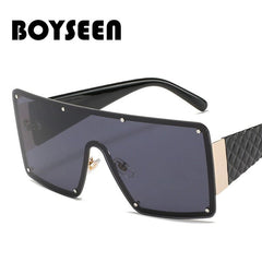 Fashion Modern Large Rim Sunglasses Women's One - Piece Lens Wide - Brimmed Sunglasses Fashion Ins Street Shot Catwalk Glasses Men - SHOWLU FASHION STORE
