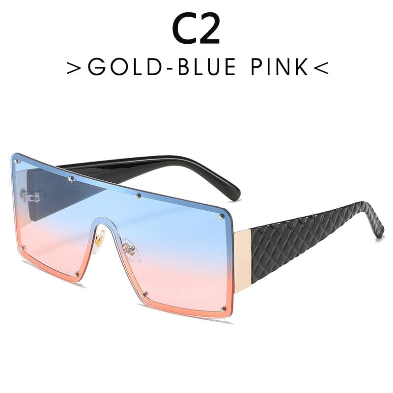 Fashion Modern Large Rim Sunglasses Women's One - Piece Lens Wide - Brimmed Sunglasses Fashion Ins Street Shot Catwalk Glasses Men - SHOWLU FASHION STORE