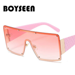 Fashion Modern Large Rim Sunglasses Women's One - Piece Lens Wide - Brimmed Sunglasses Fashion Ins Street Shot Catwalk Glasses Men - SHOWLU FASHION STORE