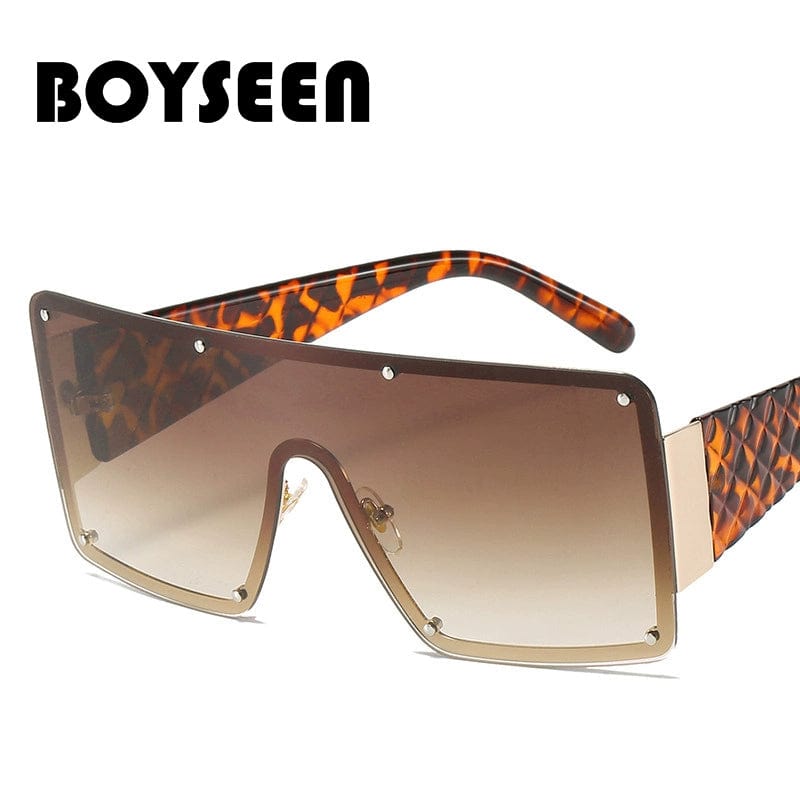 Fashion Modern Large Rim Sunglasses Women's One - Piece Lens Wide - Brimmed Sunglasses Fashion Ins Street Shot Catwalk Glasses Men - SHOWLU FASHION STORE