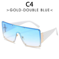 Fashion Modern Large Rim Sunglasses Women's One - Piece Lens Wide - Brimmed Sunglasses Fashion Ins Street Shot Catwalk Glasses Men - SHOWLU FASHION STORE