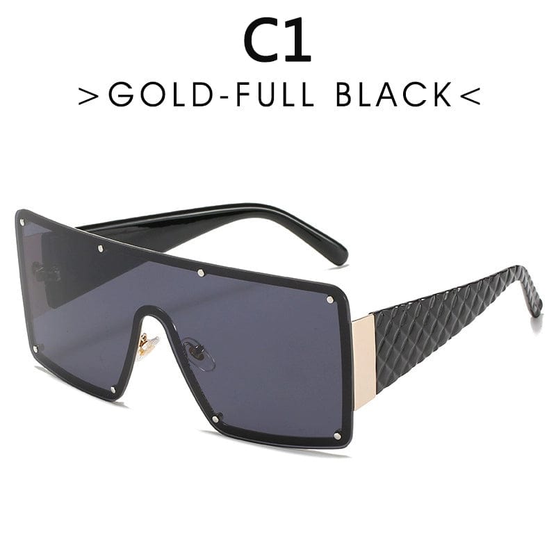 Fashion Modern Large Rim Sunglasses Women's One - Piece Lens Wide - Brimmed Sunglasses Fashion Ins Street Shot Catwalk Glasses Men - SHOWLU FASHION STORE