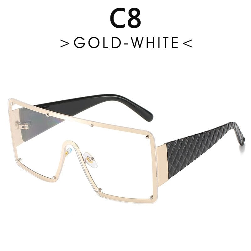 Fashion Modern Large Rim Sunglasses Women's One - Piece Lens Wide - Brimmed Sunglasses Fashion Ins Street Shot Catwalk Glasses Men - SHOWLU FASHION STORE