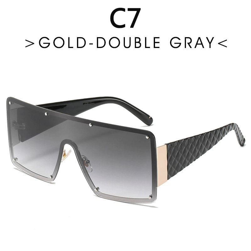 Fashion Modern Large Rim Sunglasses Women's One - Piece Lens Wide - Brimmed Sunglasses Fashion Ins Street Shot Catwalk Glasses Men - SHOWLU FASHION STORE