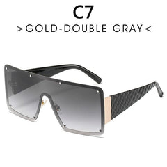 Fashion Modern Large Rim Sunglasses Women's One - Piece Lens Wide - Brimmed Sunglasses Fashion Ins Street Shot Catwalk Glasses Men - SHOWLU FASHION STORE