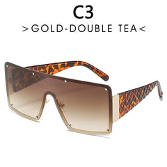 Fashion Modern Large Rim Sunglasses Women's One - Piece Lens Wide - Brimmed Sunglasses Fashion Ins Street Shot Catwalk Glasses Men - SHOWLU FASHION STORE