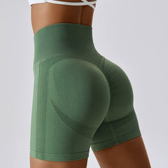 Fashion Seamless Yoga Shorts Peach Hip Raise High Waist Hip - Slimming Fitness Pants Skinny Running Sports Girls Short - Length Pants - SHOWLU FASHION STORE