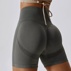 Fashion Seamless Yoga Shorts Peach Hip Raise High Waist Hip - Slimming Fitness Pants Skinny Running Sports Girls Short - Length Pants - SHOWLU FASHION STORE