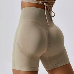 Fashion Seamless Yoga Shorts Peach Hip Raise High Waist Hip - Slimming Fitness Pants Skinny Running Sports Girls Short - Length Pants - SHOWLU FASHION STORE