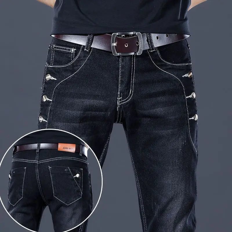 Fashion Stylish Korean Style Clothes Classic Kpop Streetwear Luxury Slim - Fit Smoke Gray Men's Jeans Casual Cowboy Pants for Men - SHOWLU FASHION STORE