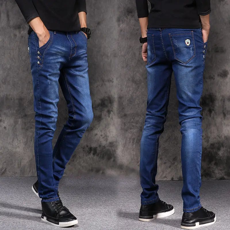 Fashion Stylish Korean Style Clothes Classic Kpop Streetwear Luxury Slim - Fit Smoke Gray Men's Jeans Casual Cowboy Pants for Men - SHOWLU FASHION STORE