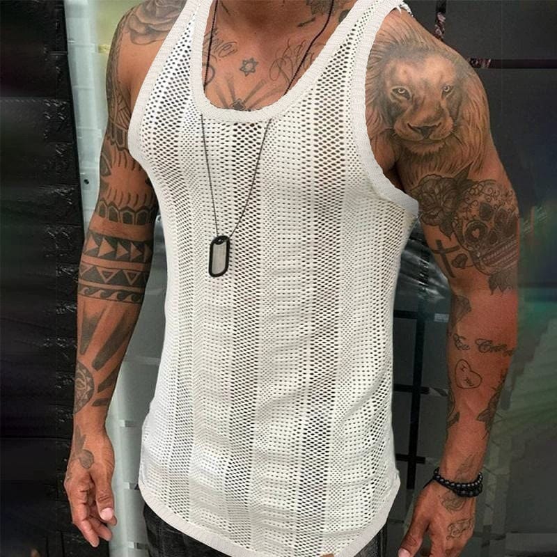 Fashion Summer Sexy Cut Out White Knitted Fabric Vest - SHOWLU FASHION STORE