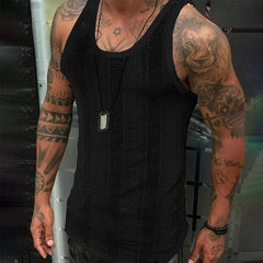 Fashion Summer Sexy Cut Out White Knitted Fabric Vest - SHOWLU FASHION STORE