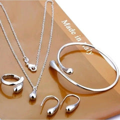 Fashion Teardrop Jewelry Set for Women Simple Ring Necklace Bracelet Earrings Four - piece Set Suitable for Engagement Jewelry - SHOWLU FASHION STORE