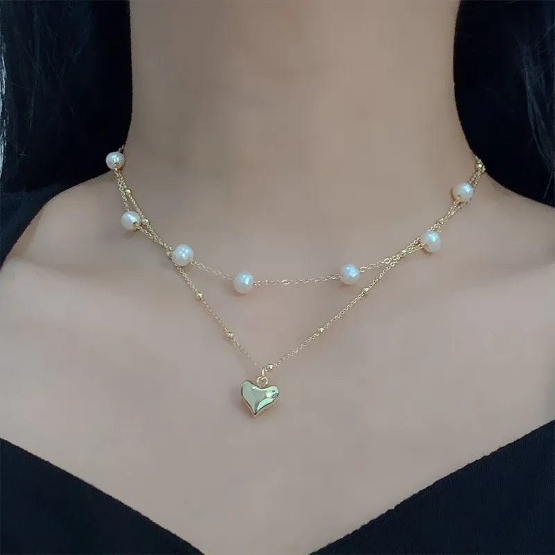 Fashion Unique Design Elegant and Exquisite Double - layer Pearl Love Pendant Necklace Women Jewelry Wedding Party Premium Gift - SHOWLU FASHION STORE
