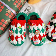 Fat Glass Ball Hand - Made Children's Hand - Woven Crochet Self - Woven Christmas Slippers Thick Ice Bar Wool DIY Material Package - SHOWLU FASHION STORE