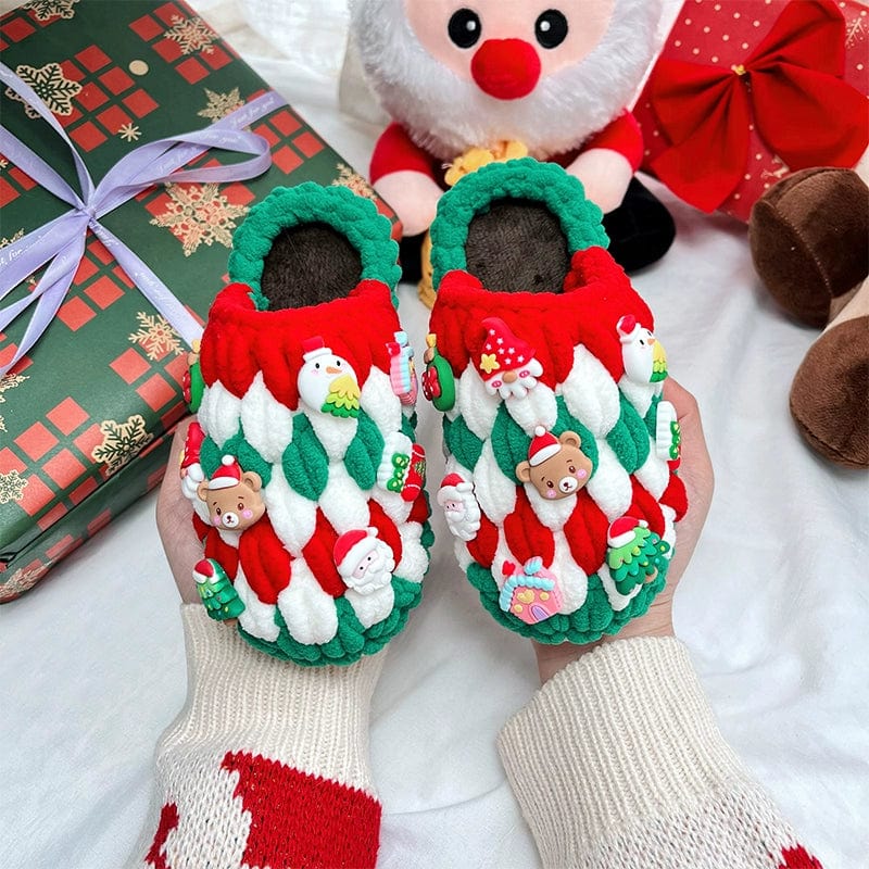 Fat Glass Ball Hand - Made Children's Hand - Woven Crochet Self - Woven Christmas Slippers Thick Ice Bar Wool DIY Material Package - SHOWLU FASHION STORE