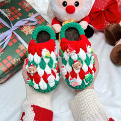 Fat Glass Ball Hand - Made Children's Hand - Woven Crochet Self - Woven Christmas Slippers Thick Ice Bar Wool DIY Material Package - SHOWLU FASHION STORE