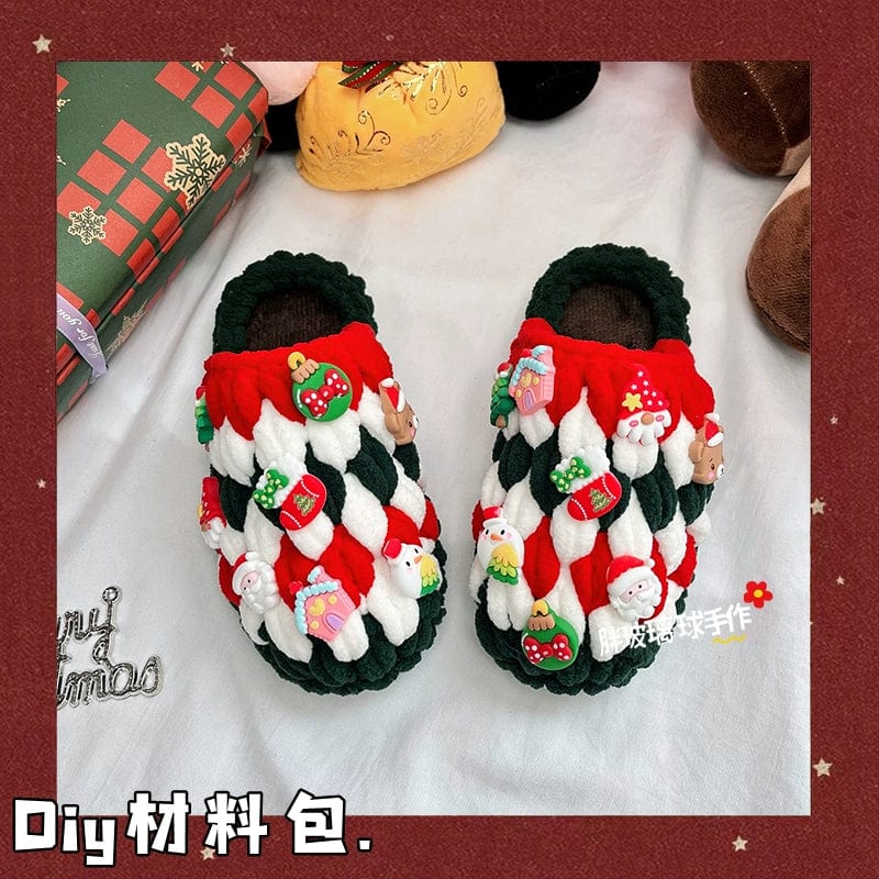 Fat Glass Ball Hand - Made Children's Hand - Woven Crochet Self - Woven Christmas Slippers Thick Ice Bar Wool DIY Material Package - SHOWLU FASHION STORE