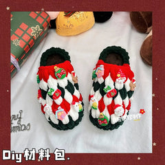 Fat Glass Ball Hand - Made Children's Hand - Woven Crochet Self - Woven Christmas Slippers Thick Ice Bar Wool DIY Material Package - SHOWLU FASHION STORE