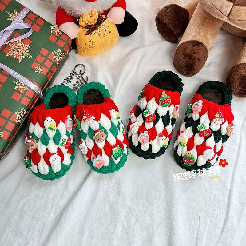 Fat Glass Ball Hand - Made Children's Hand - Woven Crochet Self - Woven Christmas Slippers Thick Ice Bar Wool DIY Material Package - SHOWLU FASHION STORE