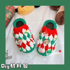 Fat Glass Ball Hand - Made Children's Hand - Woven Crochet Self - Woven Christmas Slippers Thick Ice Bar Wool DIY Material Package - SHOWLU FASHION STORE