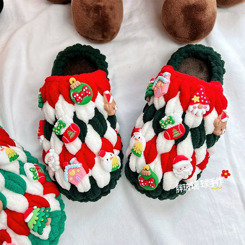 Fat Glass Ball Hand - Made Children's Hand - Woven Crochet Self - Woven Christmas Slippers Thick Ice Bar Wool DIY Material Package - SHOWLU FASHION STORE