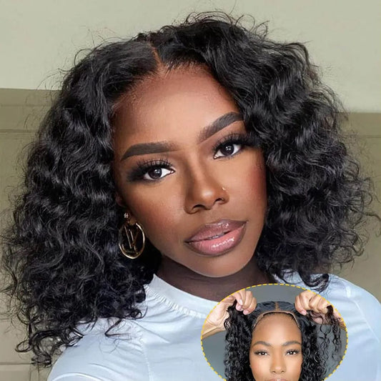 Fayniss Wear And Go Deep Wave Bob Wigs For Women Human Hair Curly Glueless Wig Ready To Go Human Hair Wigs Pre Cut Lace Air Wig - SHOWLU FASHION STORE