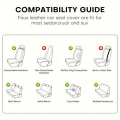 w/Pillows 5 Seats Cover For Car Faux Leather Waterproof Full Surrounded Front Rear Seat Cushion Protector Universal fit