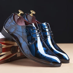 Men's Fashion Floral Pattern Pointed Toe Faux Oxfords - 1pair Low Top Dress Shoes, Casual Rock Style, All-Season Slip-On Lace-Up - Durable Rubber Sole for Wedding, Party, Business, Tuxedo SHOWLU FASHION STORE