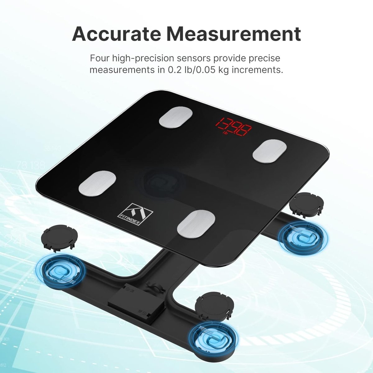 FITINDEX Digital Bathroom Scale, Accurate Scales for Body, BMI, Body Fat, Muscle Mass, 13 Body Composition Analyzer, Sync APP, Measures Weight up to 400 lbs - Black - SHOWLU FASHION STORE