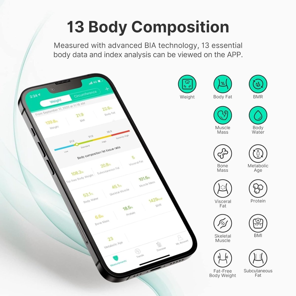 FITINDEX Digital Bathroom Scale, Accurate Scales for Body, BMI, Body Fat, Muscle Mass, 13 Body Composition Analyzer, Sync APP, Measures Weight up to 400 lbs - Black - SHOWLU FASHION STORE