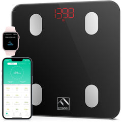 FITINDEX Digital Bathroom Scale, Accurate Scales for Body, BMI, Body Fat, Muscle Mass, 13 Body Composition Analyzer, Sync APP, Measures Weight up to 400 lbs - Black - SHOWLU FASHION STORE