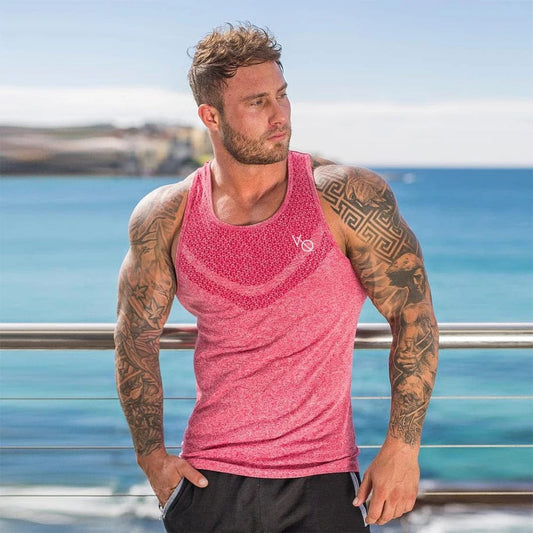 Fitness 2023 Men's Running Vest Sports Fitness Training Top Bodybuilding Breathable Stretch T-shirt - SHOWLU FASHION STORE