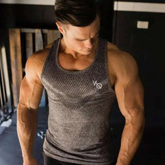 Fitness 2023 Men's Running Vest Sports Fitness Training Top Bodybuilding Breathable Stretch T-shirt - SHOWLU FASHION STORE